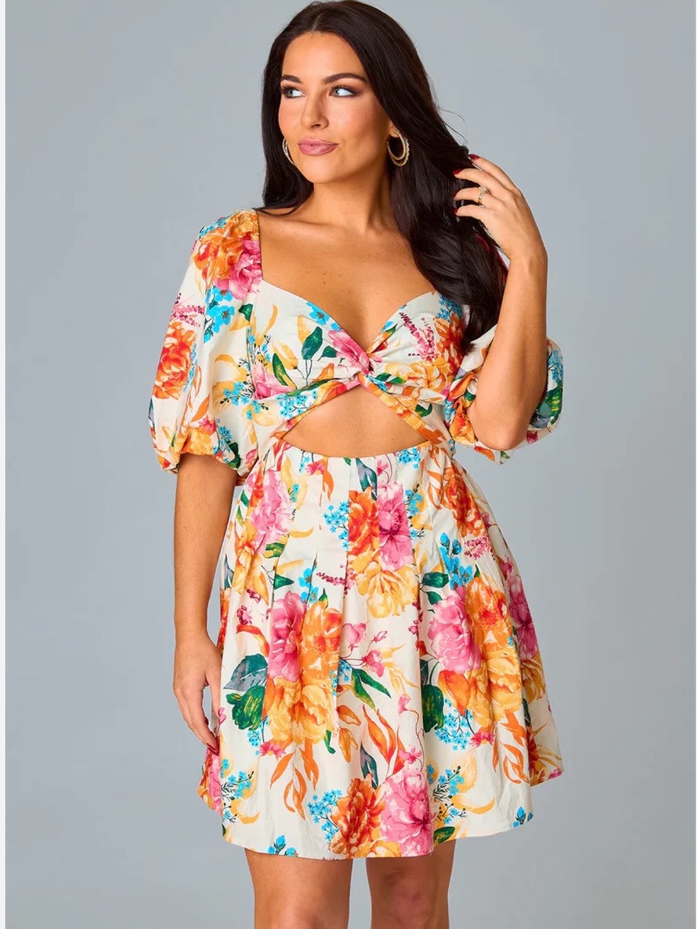NWT Buddy Love Rizzy Coutout Dress Gladiola Bright Fun Vibrant Event Party Large